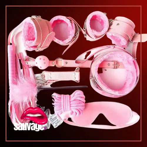 סט אביזרי סאדו לזוגות. 10 חלקים ורוד sauvage